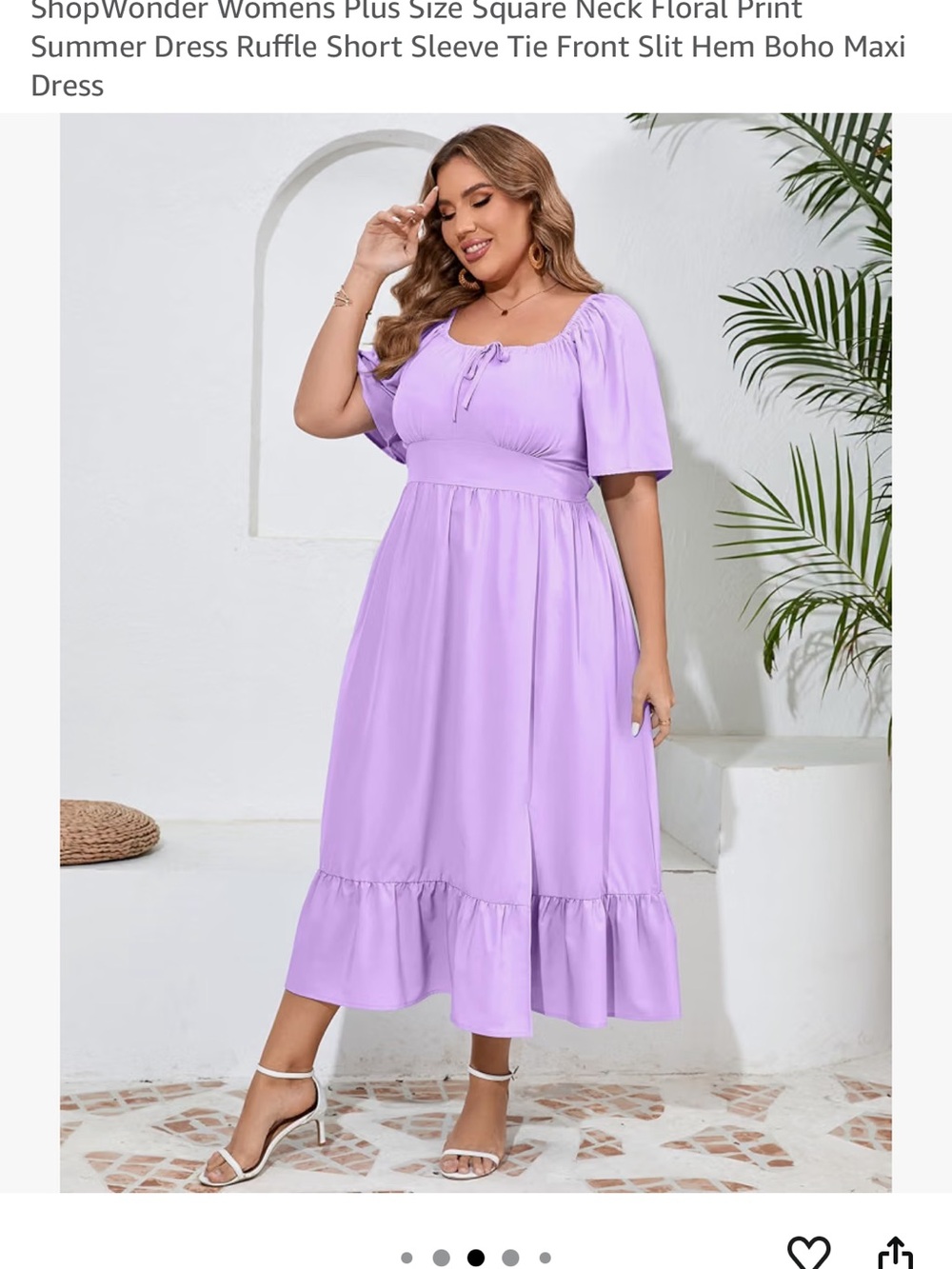 Plus Size Lavender Square Neck Midi Dress